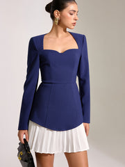 Contrast Pleated Hem Square Neck Mini Dress