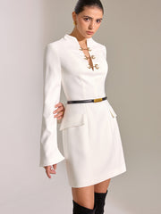 Horsebit Decor V-Neck Dress