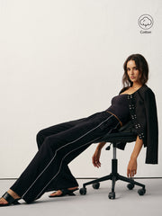 Cotton Blend Mid-Waist Side Stripe Sweatpants