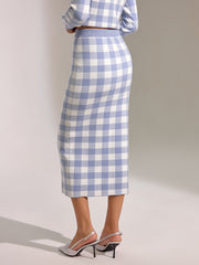 Vintage Plaid Wool Blend Sweater Skirt