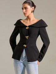 Large Lapel Off-Shoulder Blazer