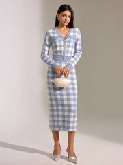 Vintage Plaid Wool Blend Cardigan