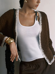 Ribbed Stretchy Faux Leather Buckle Vintage Tank Top