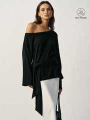 Off-Shoulder Long Sleeve T-Shirt