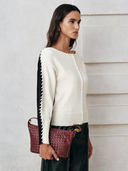 Contrast-Panel Stitch-Trim Knit Top