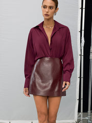 Semi-Sheer Chiffon Button Shirt