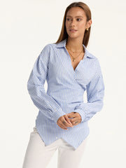 Striped Wrap Back Tie Shirt