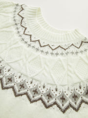 Fair Isle Pattern Short Sleeve Knit Top