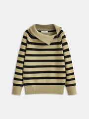 Asymmetric Zip Collar Striped Sweater