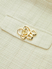 Metal Detail Tweed Belted Mini Dress