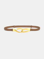Golden Interlocking Buckle Leather Belt