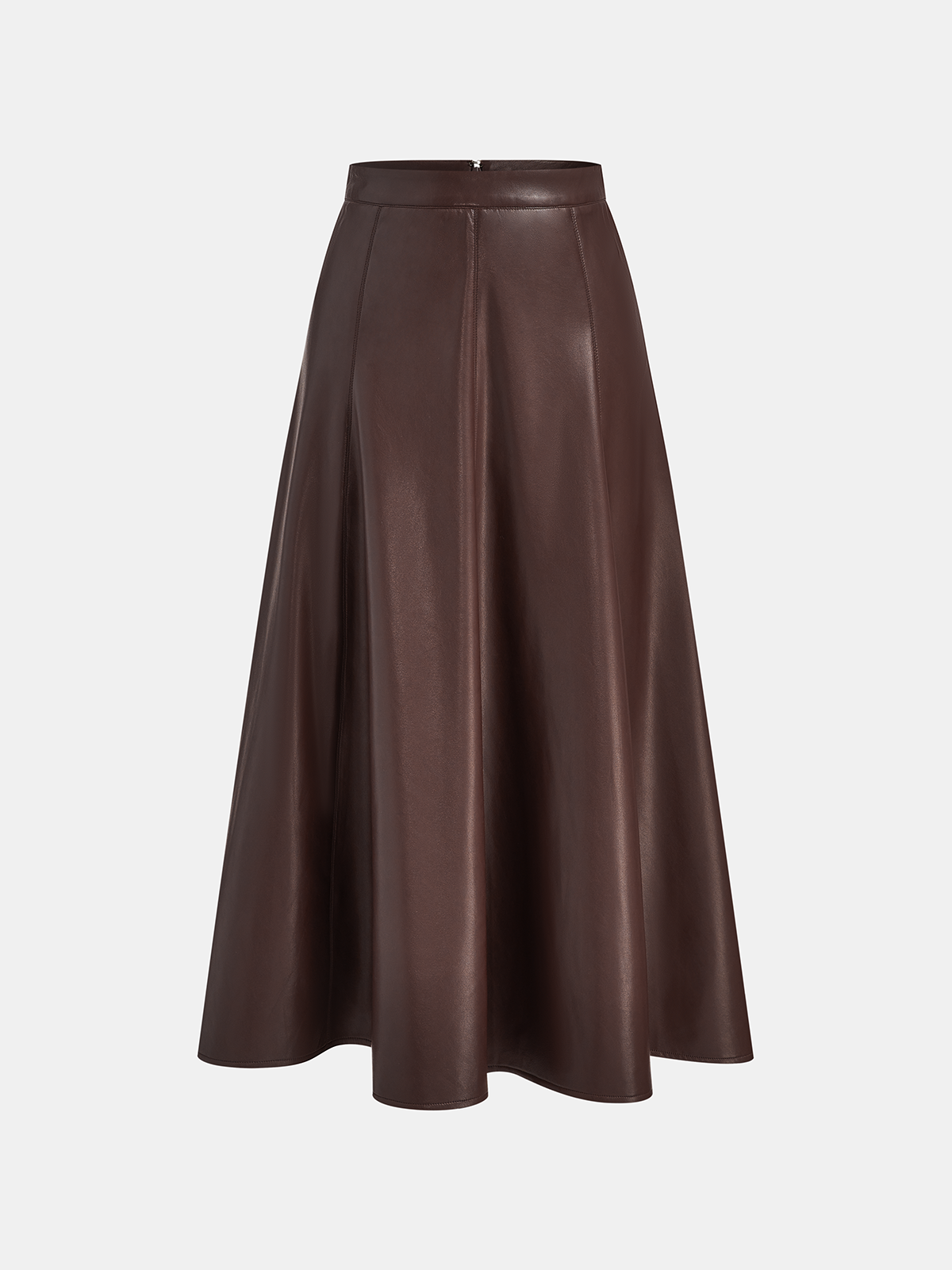 PU A-Line Mid-Waist Skirt