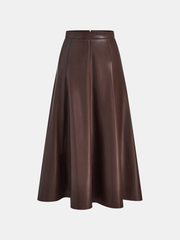 PU A-Line Mid-Waist Skirt