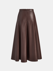 PU A-Line Mid-Waist Skirt