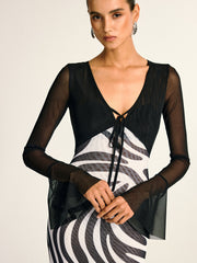 Zebra Print Mesh Maxi Dress