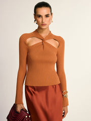 Twist Cut-Out Knit Top