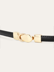 Alloy Buckle Thin Leather Belt