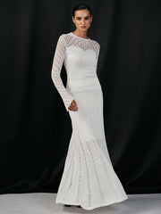 Lace Paneled Knit Maxi Skirt