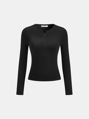 Slim Fit Zip-Front Long Sleeve T-Shirt