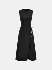 Metal Butterfly Detail Sleeveless Midi Dress