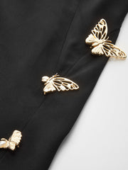 Metal Butterfly Detail Sleeveless Midi Dress