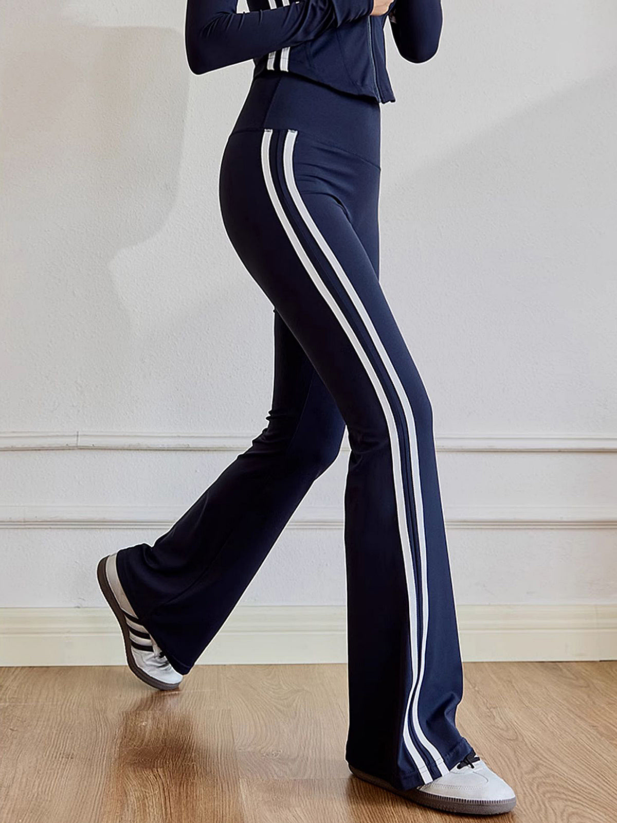 Slim Fit Side Striped High-Waist Pants