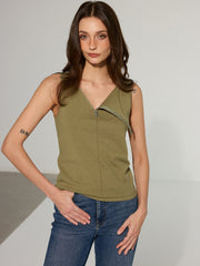 Asymmetric Zipper Sleeveless Top