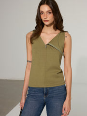 Asymmetric Zipper Sleeveless Top