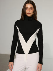 Color-Block Turtleneck Sweater