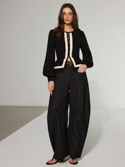 Contrast Trim Knitted Cardigan