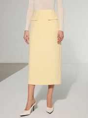 Decor Pocket Back Slit Midi Skirt