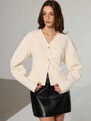 Drop-Shoulder V-Neck Blazer