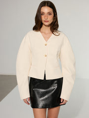 Drop-Shoulder V-Neck Blazer