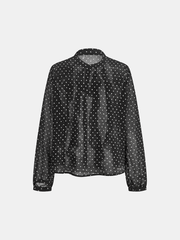 Ruffled Polka Dot Chiffon Shirt