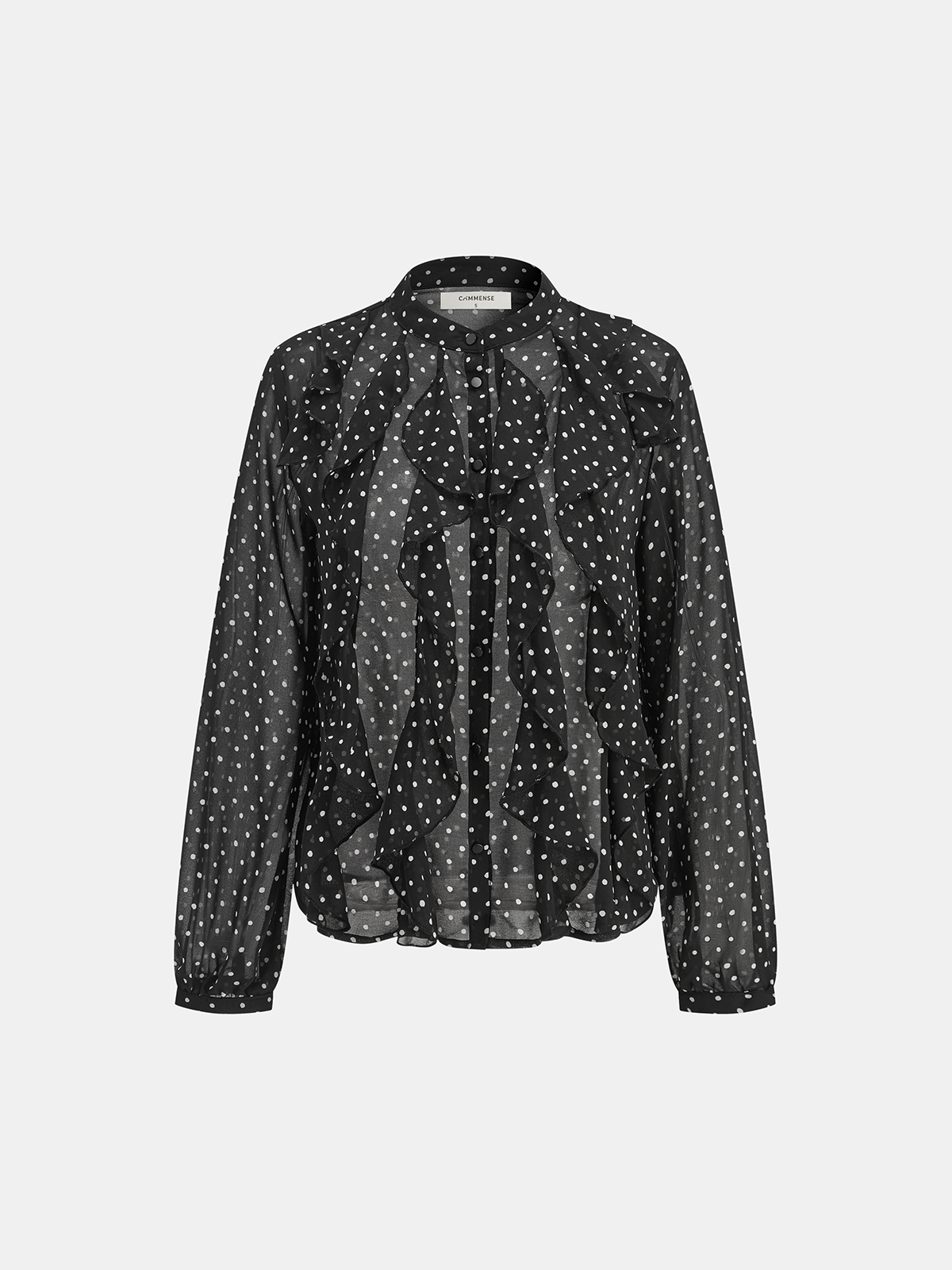 Ruffled Polka Dot Chiffon Shirt