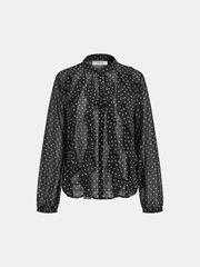 Ruffled Polka Dot Chiffon Shirt