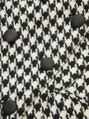 Houndstooth Tweed Double-Breasted Blazer