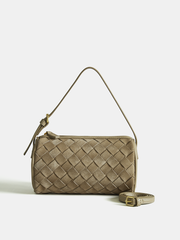 Woven Frosted PU Leather Shoulder Bag