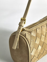 Woven Frosted PU Leather Shoulder Bag