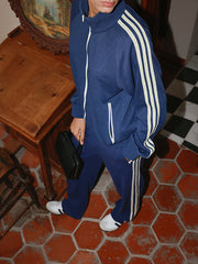 Side Striped Elastic Waist Sweatpants