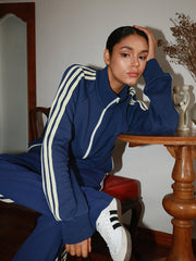 Side Striped Zip-Up Sweatshirt