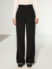 Casual Side Stripe Wide-Leg Pants