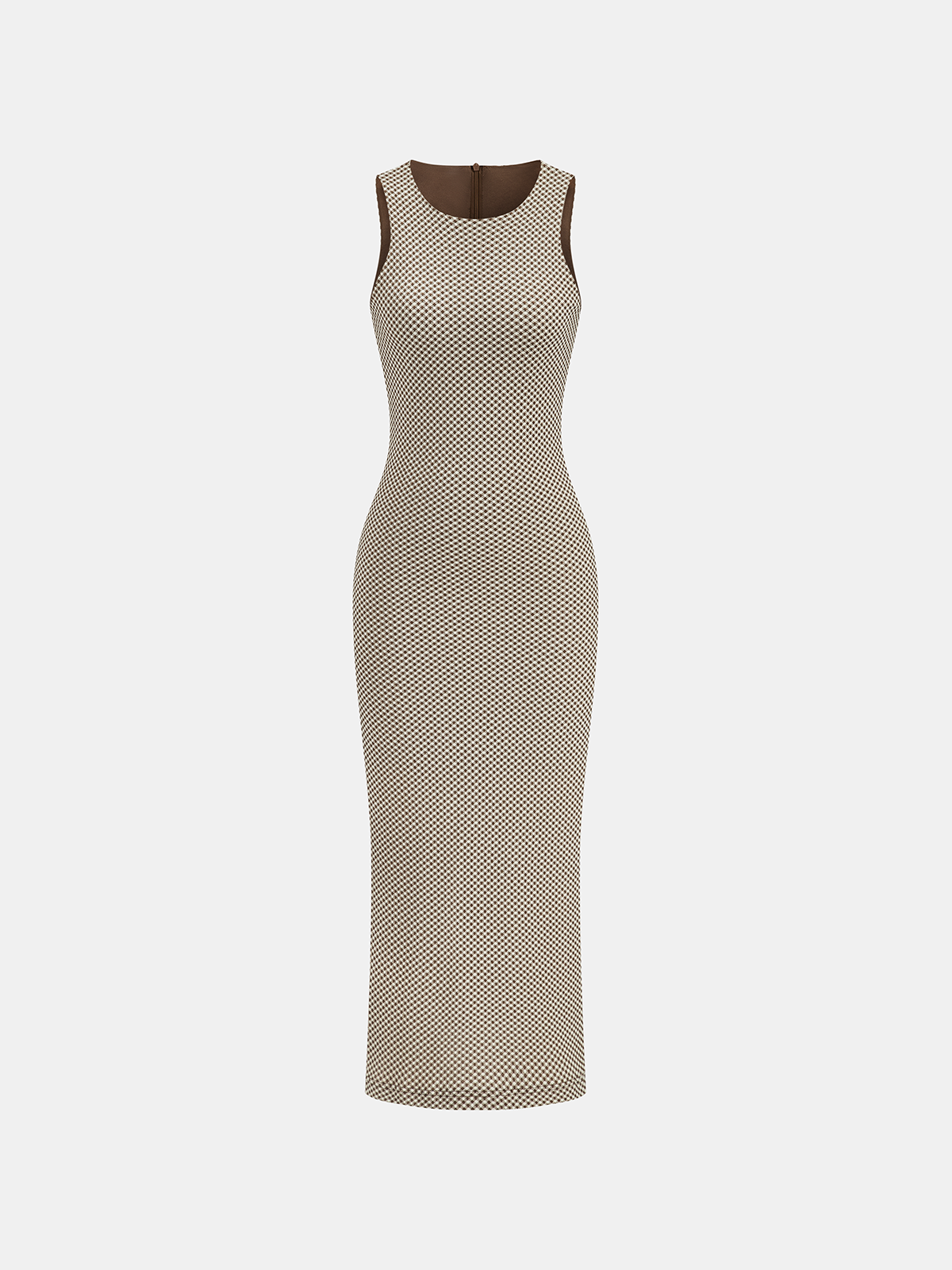 Slim Fit Checkered Sleeveless Maxi Dress