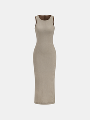 Slim Fit Checkered Sleeveless Maxi Dress