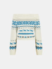 Off-Shoulder Fair Isle Sweater