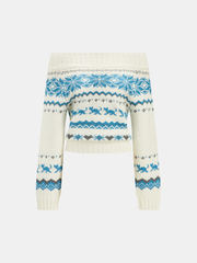 Off-Shoulder Fair Isle Sweater