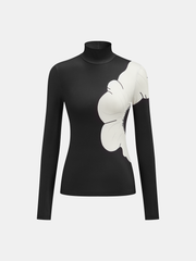 Floral Print Mock Neck Blouse