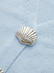 Metal Shell Split Hem Knit Cardigan