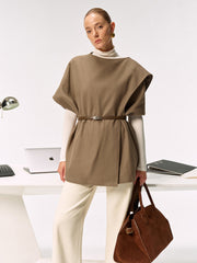 Belted Long Cloak Top