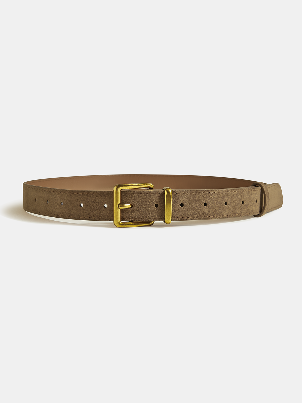 Golden Buckle Suede Belt